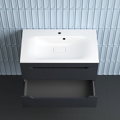 Style Line Тумба с раковиной Остин 80 подвесная графит – фотография-6